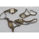 Four assorted marcasite wrist watches