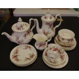 Royal Albert " lavender rose" part coffee &tea set to include coffeepot, teapot, sugar and