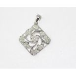 18ct white gold and diamond pendant 47 diamonds TDW= 0.49ct, weight: approx 2.4 grams, size: 2.45 cm