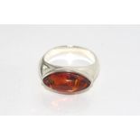 Silver and amber ring size: R/8