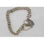 Silver Rodd bracelet with heart clasp weight: approx 36 grams