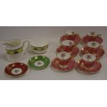 Six Minton "brocade" demitasse cups and saucers together with two Minton "brocade" dishes, and a