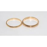 Two 15ct gold wedders weight: approx 4.26 grams, size: approx O-P/7, P/8