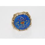 Hallmarked 9ct gold and enamel ring weight: approx 7.4 grams, size: O/7