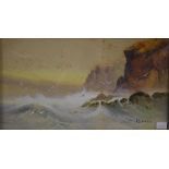 Aderne Clarence (?-1937) seascape watercolour, signed lower right, 17cm x 32cm