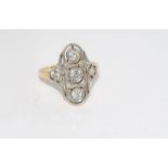 Art Deco Platinum and 14ct gold and diamond ring Austro Hungarian 13 old European cut diamond