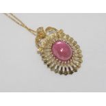 14ct yellow gold and rubellite tourmaline pendant weight: approx 3.74 grams