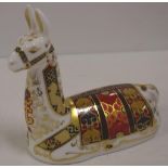 Royal Crown Derby Llama paperweight with gold button seal and signature to base, in original box,