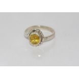 Silver and golden sapphire ring size: P/7-8