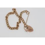 9ct rose gold bracelet with heart lock weight: approx 7.2 grams, marked: A Merry Xmas from Dad 1917