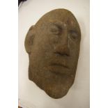 Carved stone head 23cm high approx.