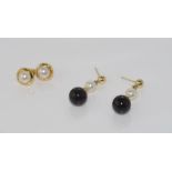 10ct gold and pearl earrings with another pair (14ct gold)