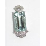 18ct white gold, aquamarine & diamond pendant 47 diamond TDW=0.17ct and aquamarine 12.93ct,