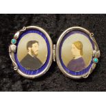 Antique miniature silver doublet frames with photographs by Arthur Debenham, Australian style,