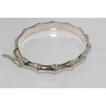 Sterling silver H&S bamboo shaped bangle with hinge, marked H&S Sterling silver made in NZ