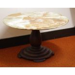 Marble top occasional table with turned timber pedestal base, 77cm diameter, 46cm high