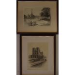 Two framed Parisian prints 31cm x 38cm frame approx.