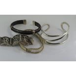 Four bracelets all marked silver