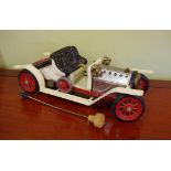 Vintage Mamod (England) live steam model car with steering rod, 39cm long approx.