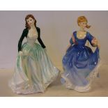 Two Royal Doulton lady figurines to include Happy Anniversary Green HN4605 and Elizabeth HN2466H22.