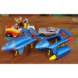 Two Dinky Toys Thunderbird 2 models including 1 Thunderbird 4 together with a Corgi Toys James