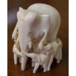 Good vintage carved elephant figure group H6cm approx