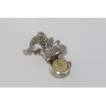 Vintage marcasite brooch watch