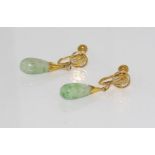 14ct gold and jade drop earrings