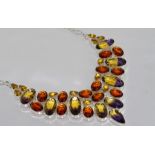 Sterling silver ametrine & citrine necklace