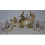 Three Victorian porcelain figure group figurines H20cm x W13cm approx (largest)