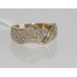 9ct yellow gold, multi-diamond ring weight: approx 4.8 grams, size: L-M/6