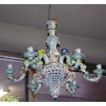 Large antique Dresden chandelier