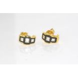 18ct yellow gold diamond & onyx earrings weight: approx 5.86 grams