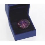 Boxed Swarovski purple ring Size: P-Q/8, marked with Swarovski symbol and 58