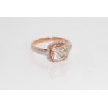 10ct rose gold, Morganite and diamond ring weight: approx 2.66 grams, size: O/7