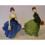 Two Royal Doulton lady figurines to include Melanie HN2271 and Grace HN2318, H20cm approx (tallest)