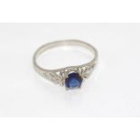 Vintage silver & blue stone ring size: P/7