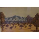 Maurice Namatjira (1938-77) Central Australian landscape, watercolour, signed lower left, 25cm x