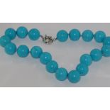 Large blue turquoise style bead necklace with bolt clasp