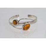 Silver and amber bracelet