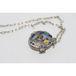 Egyptian enamel Moses Basket charm/pendant marked 800, on a silver chain