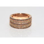 18ct rose gold, cognac & black diamond band 34 cognac diamonds and 7 black diamonds, weight: