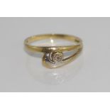 9ct yellow gold, illusion set stone ring weight: approx 2.5 grams, size: O-P/7