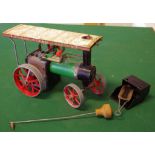 Vintage Mamod live steam tractor with burner & steering rod a/f, 26cm long approx.