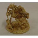 Antique Japanese ivory figure of horse & riders of small proportions. Extremely finely carved,