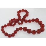 Graduated carnelian bead necklace