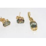 14ct yellow gold & mystic topaz pendant & earrings bought as Aurora Borealis topaz, weight: approx