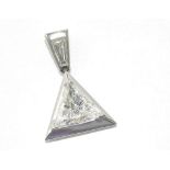 18ct gold pendant with a trillion cut diamond TDW =0.89cts plus tapers G VS, weight: 2.2grams, size: