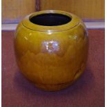 Large Chinese yellow pottery garden pot 39cm high approx