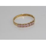 9ct gold and pink CZ ring weight: 1 grams, size: N-O/7